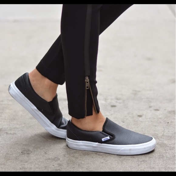 all black vans slip ons leather all black vans slip ons leather